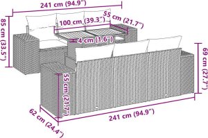vidaXL 7-cz. zestaw wypoczynkowy do ogrodu, z poduszkami, beżowy 12