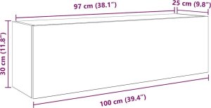vidaXL Wisząca szafka łazienkowa, szarość betonu, 100x25x30 cm 11