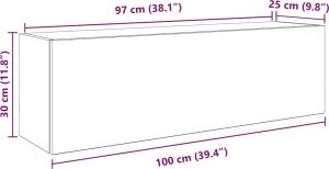 vidaXL Wisząca szafka łazienkowa, biała, 100x25x30 cm 10