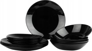 Karl Hausmann SERWIS OBIADOWY ZESTAW TALERZY CZARNY NA 6 OSÓB SONIA FESTA ITALIA SZKŁO 3