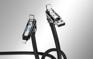 Kabel USB Blitzwolf USB-A + USB-C - USB-C + Lightning 1.2 m Szary (070836) 4