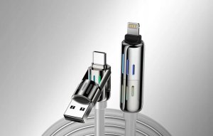 Kabel USB Blitzwolf USB-A + USB-C - USB-C + Lightning 1.2 m Szary (070836) 5