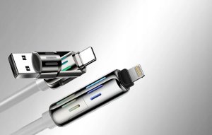 Kabel USB Blitzwolf USB-A + USB-C - USB-C + Lightning 1.2 m Szary (070836) 6