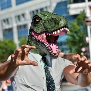 Mikamax Maska Lateksowa Głowa Dinozaura, Kostium Uniwersalny 4