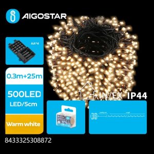 Lampki choinkowe Aigostar  Lampki choinkowe 500led na baterie 4AA  25 m ciepłe Lampki choinkowe 500led na baterie 4AA  25 m ciepłe 1