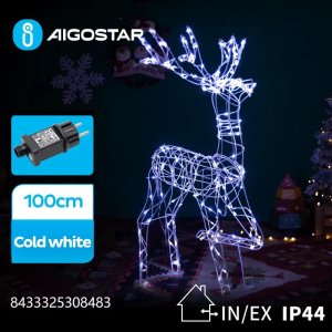 Dekoracja świąteczna Aigostar  Ozdoba świąteczna renifer Led wys,100cm zewnętrzy Zimny Lampka świąteczna niskonapięciowa w kształcie renifera, Zimna 1