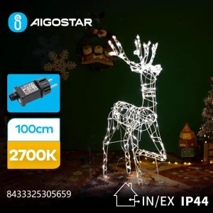 Dekoracja świąteczna Aigostar  Ozdoba świąteczna zewnętrzna renifer LED wys.100cm, Ciepła Lampka świąteczna niskonapięciowa renifer LED wys.100cm Ciepła 1