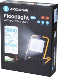 Aigostar  Przenośny halogen roboczy 100W 6500K z przewodem Przenośna lampa robocza 100W 6500K odlewana ciśnieniowo z przewodem 7