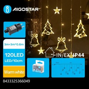 Lampki choinkowe Aigostar  Niskonapięciowe lampki sople jelenie i dzwonki 120led ciepłe 3m Niskonapięciowe lampki sople jelenie i dzwonki 120led ciepłe 3m 1
