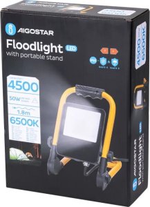 Aigostar  Przenośny halogen lampa robocza 50W 6500K  z przewodem Przenośna lampa robocza 50W 6500K odlewana ciśnieniowo z przewodem 7