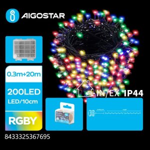 Lampki choinkowe Aigostar  Lampki choinkowe 200led na 4 baterie AA 20 m multikolor Lampki choinkowe 200led na 4 baterie AA 20 m multikolor 1