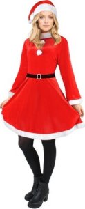 Malatec Kostium Pani Mikołajowa Śnieżynka Sukienka, czapka, pasek, Strój 3