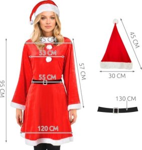 Malatec Kostium Pani Mikołajowa Śnieżynka Sukienka, czapka, pasek, Strój 4