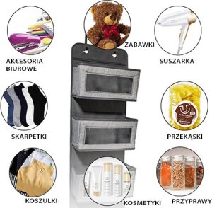 myHomelife Wiszący organizer na drzwi 4 pojemne kieszenie jasnoszary zawieszany 4