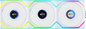 Wentylator Lian Li UNI FAN SL Wireless LCD 120 3-pack biały (12SLLCD1W3W) 1
