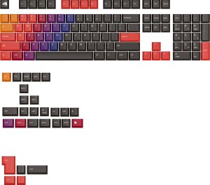 Glorious Glorious GPBT Gradient Keycaps, ANSI Layout (US), PBT, Dye-Sub - Celestial Fire 1