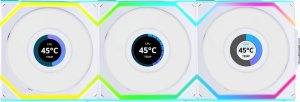 Wentylator Lian Li UNI FAN SL Wireless LCD 120 Reverse Blade 3-pack biały (12RSLLCD1W3W) 1