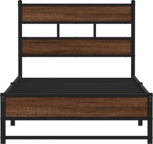 vidaXL vidaXL Metalowa rama łóżka, bez materaca, brązowy dąb, 107x203 cm 4