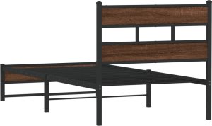 vidaXL vidaXL Metalowa rama łóżka, bez materaca, brązowy dąb, 107x203 cm 6