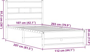 vidaXL vidaXL Metalowa rama łóżka, bez materaca, brązowy dąb, 107x203 cm 9