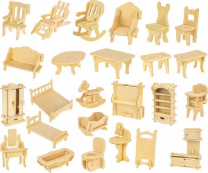Kruzzel Zestaw mebelków drewnianych dla lalek 34 el. 23542 6