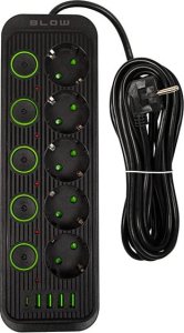 Blow Przedłużacz sieciowy PS-550S 5-Gniazd 4xUSB 1xUSB-C 5m czarny 2x1mm 2