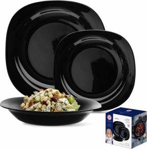 MG Home Serwis obiadowy 18 elementów dla 6 osób MG Home Pavia Black  zestaw talerzy czarne talerze 1