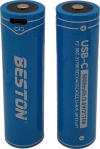 BESTON Baterija 21700 įkraunama su USB-C lizdu, 3.6V, 5000mAh, Li-Ion, 2vnt. 1