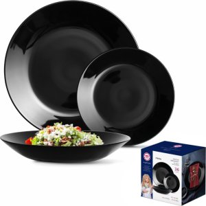 MG Home Serwis obiadowy 36 elementów dla 12 osób MG Home Fera zestaw talerzy czarne talerze 1