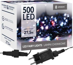 Lampki choinkowe Springos Lampki choinkowe 500 led zimny multikolor + zimny biały flash 27,5 m oświetlenie świąteczne IP44 UNIWERSALNY 13