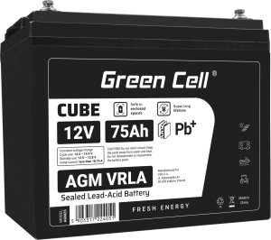 Green Cell Cube AGM VRLA IP54 12V 75Ah bezobsługowy akumulator do kampera fotowoltaiki paneli solarnych łodzi 2