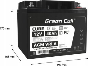 Green Cell Cube AGM VRLA IP54 12V 40Ah bezobsługowy akumulator do kosiarki skutera łodzi wózka inwalidzkiego 4