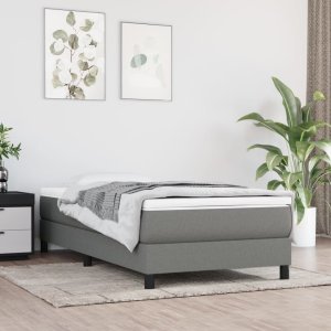 vidaXL Box Spring Bed with Mattress Dark Gray 39.4"x79.9" Twin XL Fabric 1