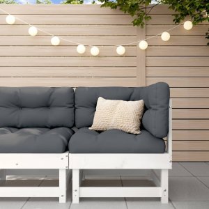 vidaXL Ogrodowa sofa narożna, biała, lite drewno sosnowe 1