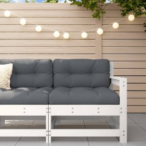 vidaXL Ogrodowa sofa narożna, biała, lite drewno sosnowe 1