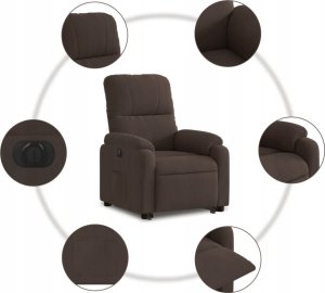 vidaXL Podnoszony fotel rozkładany, brązowy, mikrofibra 7