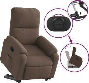 vidaXL Podnoszony fotel rozkładany, brązowy, mikrofibra 10
