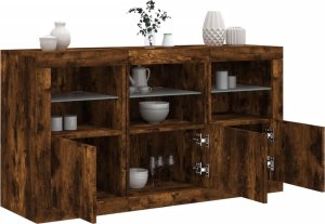 vidaXL Szafka z oświetleniem LED, przydymiony dąb, 123x37x67 cm 1