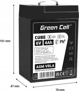 Green Cell Green Cell Cube AGM VRLA IP54 6V 4Ah bezobsługowy akumulator do systemu alarmowego kasy fiskalnej zabawki 4