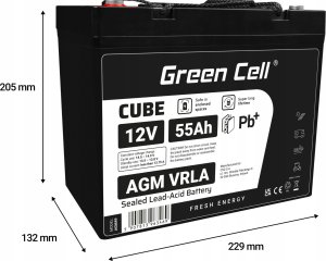 Green Cell Green Cell Cube AGM VRLA IP54 12V 55Ah bezobsługowy akumulator do kosiarki skutera łodzi wózka inwalidzkiego 4