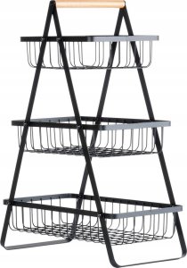 Vilde Koszyk na Owoce Warzywa 3-Poziomowy Metalowy Czarny VILDE 34x17,5x46,5 cm 4