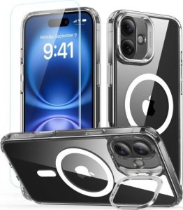 ESR Zestaw etui ESR Classic Hybrid Kickstand Halolock MagSafe + Szkło hartowane na iPhone 16 - przezroczyste 1