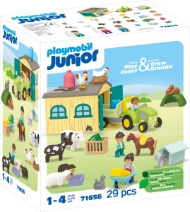 Figurka Playmobil Zestaw z figurkami Junior 71656 Przygoda na gospodarstwie z traktorem, przyczepš i zwierzętami 1