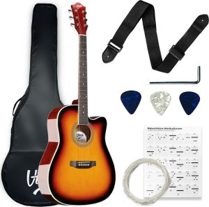 V-Tone V-TONE AG TWO SB gitara akustyczna 4/4 czarna zestaw kostki pasek zapasowe struny pokrowiec akordy klucz regulacyjny 1
