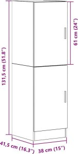 vidaXL Szafka kuchenna, biała 38x41,5x131,5 cm materiał drewnopochodny 10