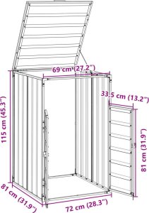 vidaXL Obudowa na kosz na śmieci, pojedyncza, antracyt, 72x81x115 cm 12