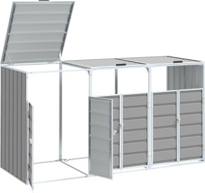 vidaXL Obudowa na kosz na śmieci, potrójna, szara, 216x81x115 cm 4