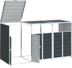 vidaXL Obudowa na kosz na śmieci, potrójna, antracyt, 216x81x115 cm 4