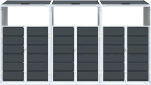 vidaXL Obudowa na kosz na śmieci, potrójna, antracyt, 216x81x115 cm 5