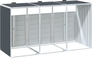 vidaXL Obudowa na kosz na śmieci, potrójna, antracyt, 216x81x115 cm 7